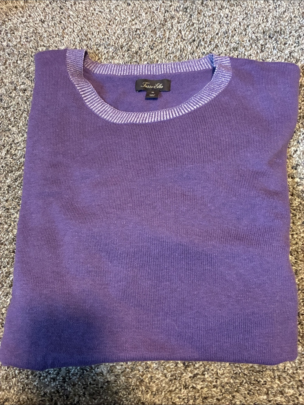 Tasso Elba Men's Purple Crewneck with Contrast Trim
